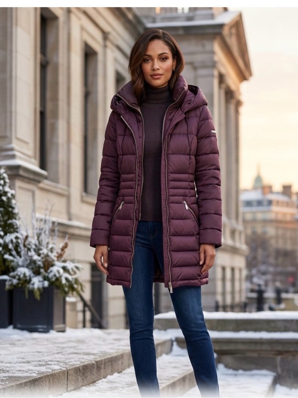 Laundry by Shelli Segal Burgundy Puffer Coat Jacket NWOT Size XS Burgundy